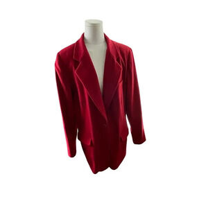 Eddie Bauer Women Large Blazer Red Wool Oversize Classic Old Money Valentine